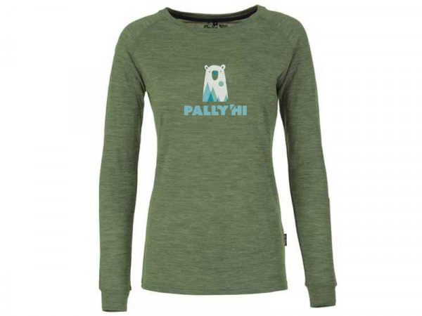 Pally Hi Damen Merino Langarm Shirt Hemisbear grün