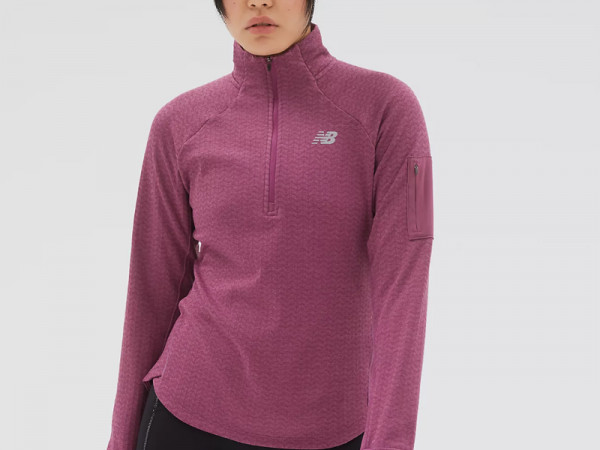 New Balance Damen Langarm Shirt Head Grid lila