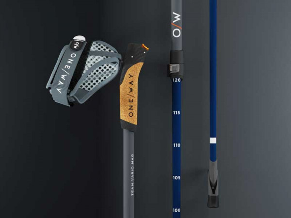 One Way Nordic Walking Stock Team Vario Mag grau 95-130cm