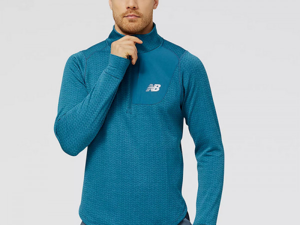 New Balance Herren Langarm Shirt Heat Grid blau