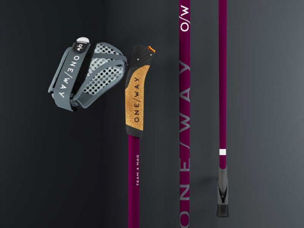 One Way Nordic Walking Stock Team 4 Mag berry 105-125cm