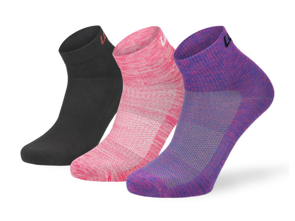 Lenz Quarter Tech Socke 3erPack violett,pink,schwarz