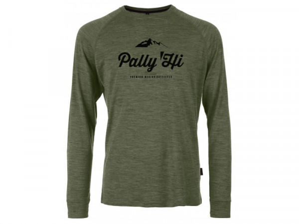 Pally Hi Herren Merino Langarm Shirt Classic Peak Logo grün