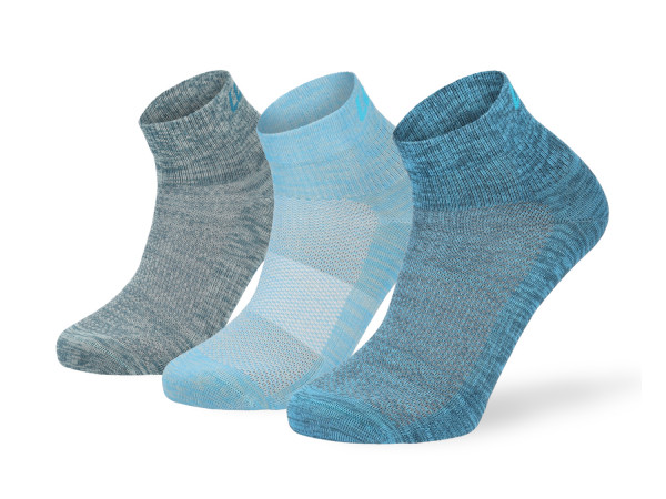 Lenz Quarter Tech Socke 3erPack cyanblau,horizontblau,jade